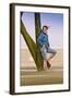 Germany, Schleswig-Holstein, North Frisia, Eiderstedt, St. Peter-Ording, Woman on the Beach-Ingo Boelter-Framed Photographic Print