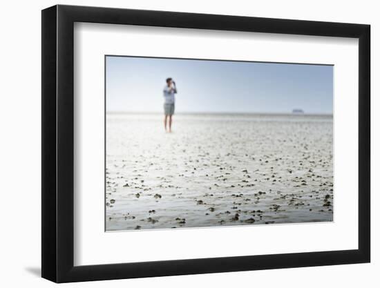 Germany, Schleswig-Holstein, Pellworm, Mud Flats, Woman-Ingo Boelter-Framed Photographic Print