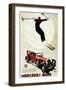 Germany - Skier Jumping over a Mercedes-Benz Promotional Poster-Lantern Press-Framed Art Print