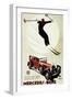Germany - Skier Jumping over a Mercedes-Benz Promotional Poster-Lantern Press-Framed Art Print