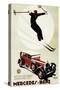 Germany - Skier Jumping over a Mercedes-Benz Promotional Poster-Lantern Press-Stretched Canvas