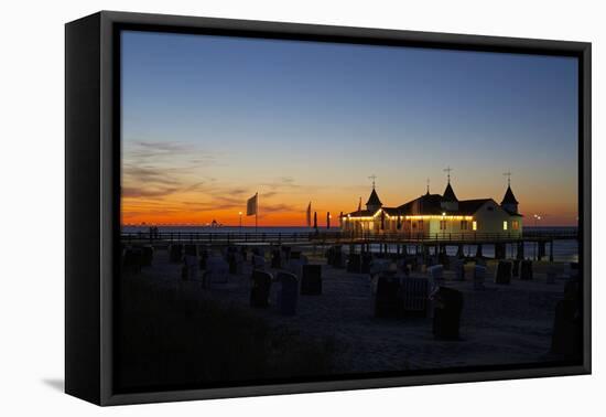 Germany, the Baltic Sea, Island Usedom, Ahlbeck, Pier, Evening Mood-Chris Seba-Framed Stretched Canvas