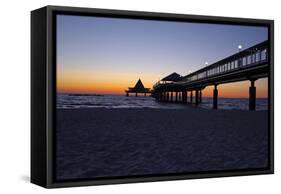 Germany, the Baltic Sea, Island Usedom, Heringsdorf, Beach, Pier, Morning Mood-Chris Seba-Framed Stretched Canvas