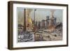 Germany the Interior of an Iron Foundry with Workers Going About Their Various Jobs-A. Dressel-Framed Art Print