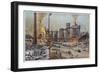 Germany the Interior of an Iron Foundry with Workers Going About Their Various Jobs-A. Dressel-Framed Art Print
