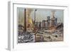 Germany the Interior of an Iron Foundry with Workers Going About Their Various Jobs-A. Dressel-Framed Art Print