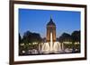 Germany, the Rhine, Baden-Wurttemberg, Mannheim, City Centre, Water Tower, Dusk, Water Fountains-Chris Seba-Framed Photographic Print