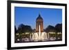 Germany, the Rhine, Baden-Wurttemberg, Mannheim, City Centre, Water Tower, Dusk, Water Fountains-Chris Seba-Framed Photographic Print