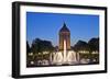 Germany, the Rhine, Baden-Wurttemberg, Mannheim, City Centre, Water Tower, Dusk, Water Fountains-Chris Seba-Framed Photographic Print