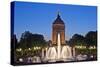 Germany, the Rhine, Baden-Wurttemberg, Mannheim, City Centre, Water Tower, Dusk, Water Fountains-Chris Seba-Stretched Canvas