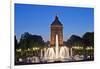 Germany, the Rhine, Baden-Wurttemberg, Mannheim, City Centre, Water Tower, Dusk, Water Fountains-Chris Seba-Framed Photographic Print