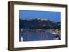 Germany, the Rhine, Koblenz, Ehrenbreitstein Fortress, Moselle Shore, Harbour, Pier, Tourboats-Chris Seba-Framed Photographic Print