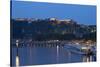 Germany, the Rhine, Koblenz, Ehrenbreitstein Fortress, Moselle Shore, Harbour, Pier, Tourboats-Chris Seba-Stretched Canvas