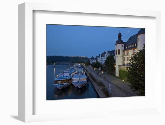 Germany, the Rhine, Koblenz, Ehrenbreitstein Fortress, Moselle Shore, Tourboats-Chris Seba-Framed Photographic Print