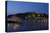 Germany, the Rhine, Koblenz, Tourboat, Ehrenbreitstein Fortress, Evening-Chris Seba-Stretched Canvas
