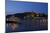 Germany, the Rhine, Koblenz, Tourboat, Ehrenbreitstein Fortress, Evening-Chris Seba-Mounted Photographic Print