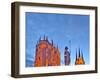 Germany, Thuringia, Erfurt, Domplatz, Severichurch, St. Mary's Cathedral, Monument, Lighting, Dusk-Harald Schšn-Framed Photographic Print