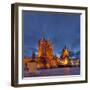 Germany, Thuringia, Erfurt, Domplatz, Severichurch, St. Mary's Cathedral, Monument, Lighting, Dusk-Harald Schšn-Framed Photographic Print