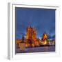 Germany, Thuringia, Erfurt, Domplatz, Severichurch, St. Mary's Cathedral, Monument, Lighting, Dusk-Harald Schšn-Framed Photographic Print