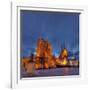 Germany, Thuringia, Erfurt, Domplatz, Severichurch, St. Mary's Cathedral, Monument, Lighting, Dusk-Harald Schšn-Framed Photographic Print