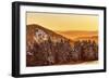 Germany, Thuringia, Gehlberg, SchmŸcke, Mountain Silhouettes, Spruces, Snow, Back Light-Harald Schšn-Framed Photographic Print