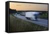 Germany, Thuringia, Highway A9 Close 'Lederhose', Truck and Car in Motion Blur at Sundown-Andreas Vitting-Framed Stretched Canvas