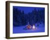 Germany, Upper Bavaria, Elmau, Chapel, Christmas Tree, Evening, Winter-Thonig-Framed Photographic Print