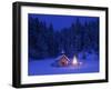 Germany, Upper Bavaria, Elmau, Chapel, Christmas Tree, Evening, Winter-Thonig-Framed Photographic Print