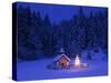 Germany, Upper Bavaria, Elmau, Chapel, Christmas Tree, Evening, Winter-Thonig-Stretched Canvas