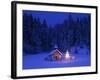 Germany, Upper Bavaria, Elmau, Chapel, Christmas Tree, Evening, Winter-Thonig-Framed Photographic Print