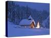 Germany, Upper Bavaria, Elmau, Chapel, Christmas Tree, Illuminated-Thonig-Stretched Canvas