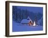 Germany, Upper Bavaria, Elmau, Chapel, Christmas Tree, Illuminated-Thonig-Framed Photographic Print