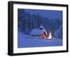 Germany, Upper Bavaria, Elmau, Chapel, Christmas Tree, Illuminated-Thonig-Framed Photographic Print