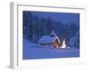Germany, Upper Bavaria, Elmau, Chapel, Christmas Tree, Illuminated-Thonig-Framed Photographic Print