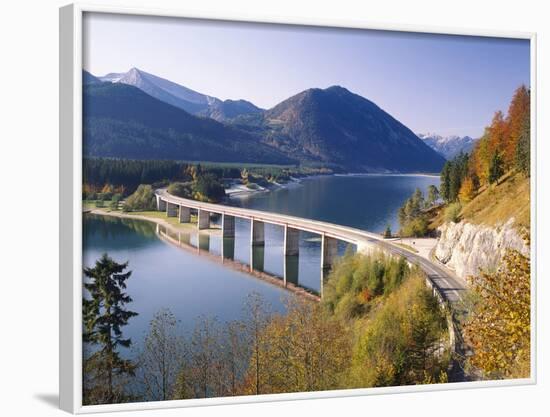 Germany, Upper Bavaria, Reservoir, 'Sylvensteinstausee', Bridge, Autumn-Thonig-Framed Photographic Print