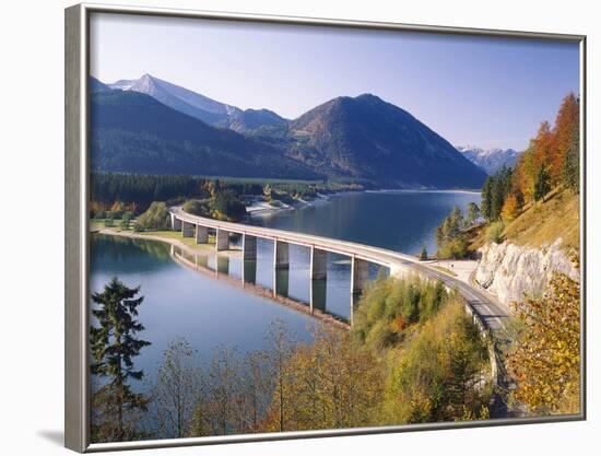 Germany, Upper Bavaria, Reservoir, 'Sylvensteinstausee', Bridge, Autumn-Thonig-Framed Photographic Print