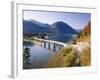 Germany, Upper Bavaria, Reservoir, 'Sylvensteinstausee', Bridge, Autumn-Thonig-Framed Photographic Print