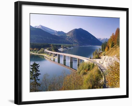 Germany, Upper Bavaria, Reservoir, 'Sylvensteinstausee', Bridge, Autumn-Thonig-Framed Photographic Print