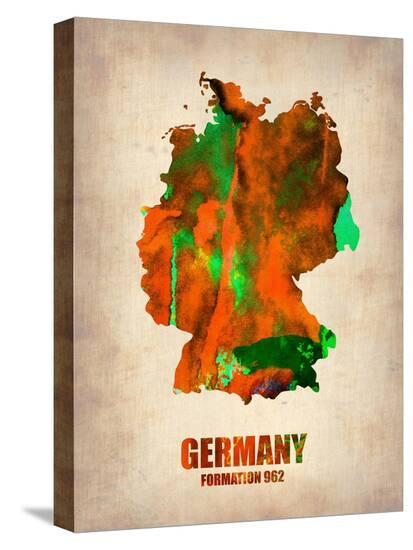 Germany Watercolor Map-NaxArt-Stretched Canvas