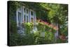 Germany, Weser Hills, Lower Saxony, Bad Pyrmont, Jugendstil Villa, Balcony, Flowers-Chris Seba-Stretched Canvas