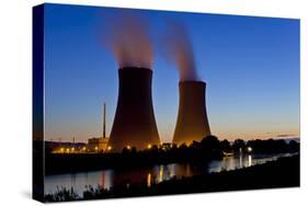 Germany, Weser Hills, Lower Saxony, Grohnde, Nuclear Power Plant, Sunset-Chris Seba-Stretched Canvas