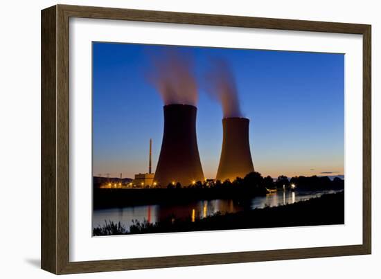 Germany, Weser Hills, Lower Saxony, Grohnde, Nuclear Power Plant, Sunset-Chris Seba-Framed Photographic Print