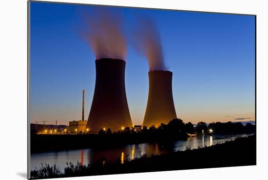 Germany, Weser Hills, Lower Saxony, Grohnde, Nuclear Power Plant, Sunset-Chris Seba-Mounted Photographic Print