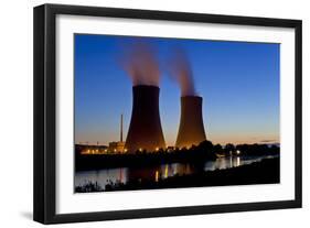 Germany, Weser Hills, Lower Saxony, Grohnde, Nuclear Power Plant, Sunset-Chris Seba-Framed Premium Photographic Print