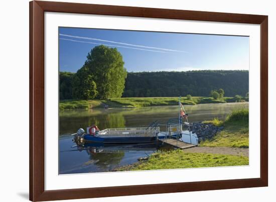 Germany, Weser Hills, Lower Saxony, Heinsen, Upper Weser, Passenger Ferry, Landing Stage-Chris Seba-Framed Photographic Print