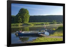 Germany, Weser Hills, Lower Saxony, Heinsen, Upper Weser, Passenger Ferry, Landing Stage-Chris Seba-Framed Photographic Print