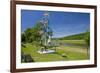 Germany, Weser Hills, Lower Saxony, Heinsen, Weser Shore, Flagstaff, Bench, Canoeist-Chris Seba-Framed Photographic Print