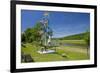 Germany, Weser Hills, Lower Saxony, Heinsen, Weser Shore, Flagstaff, Bench, Canoeist-Chris Seba-Framed Photographic Print