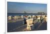 Germany, Western Pomerania, Island Usedom, Heringsdorf, Pier, Beach Chairs, Evening Light-Chris Seba-Framed Photographic Print