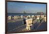 Germany, Western Pomerania, Island Usedom, Heringsdorf, Pier, Beach Chairs, Evening Light-Chris Seba-Framed Premium Photographic Print